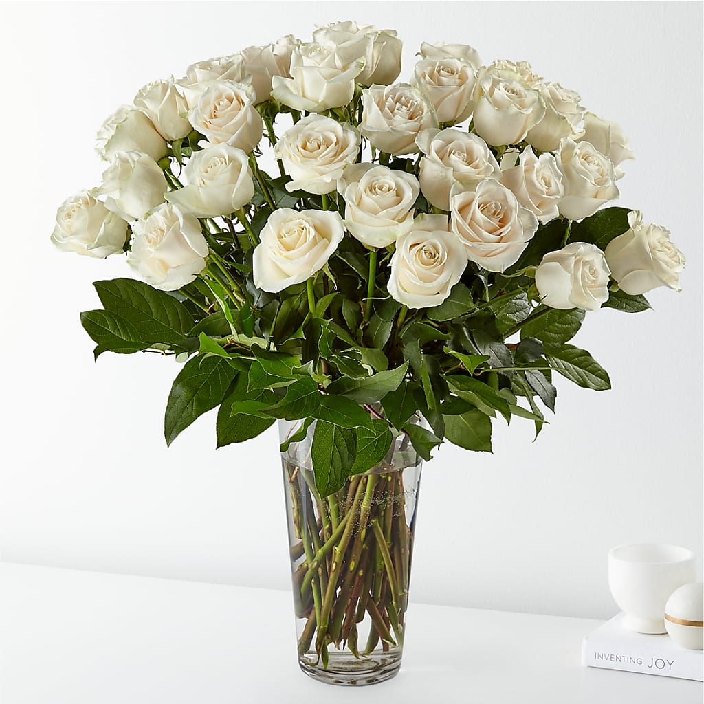 Long Stem White Rose Bouquet – THE SHOPPE ON KEY AVENUE FLORAL & GIFTS, Lampasas TX