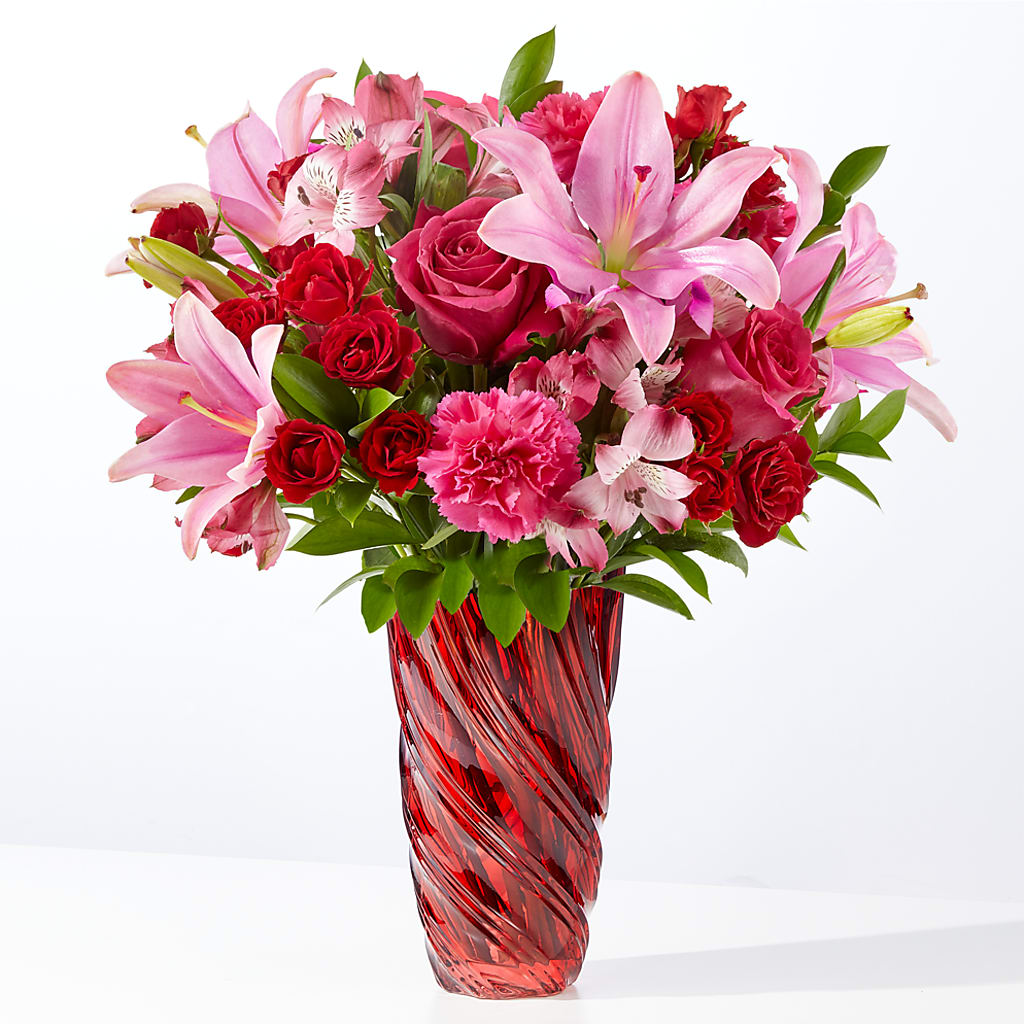 In Love Bouquet with Luxe Swirl Vase – THE SHOPPE ON KEY AVENUE FLORAL & GIFTS, Lampasas TX