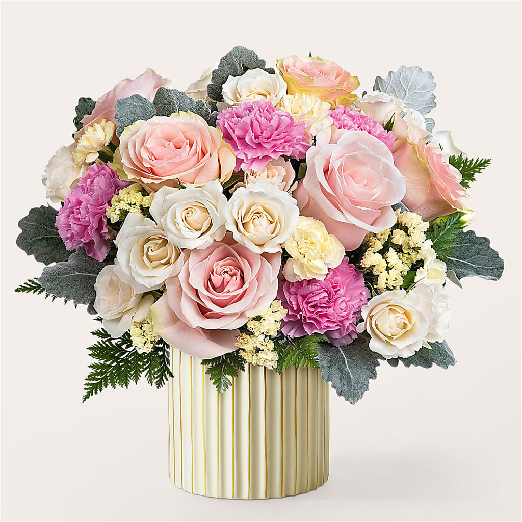Blissful Moments Bouquet with Ivory Vase – THE SHOPPE ON KEY AVENUE FLORAL & GIFTS, Lampasas TX