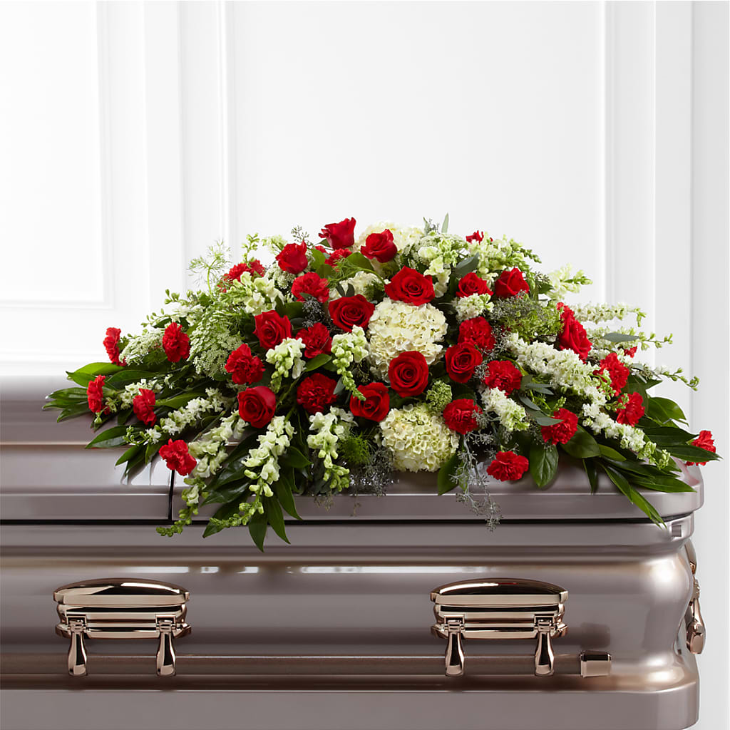 Sincerity Casket Spray – THE SHOPPE ON KEY AVENUE FLORAL & GIFTS, Lampasas TX