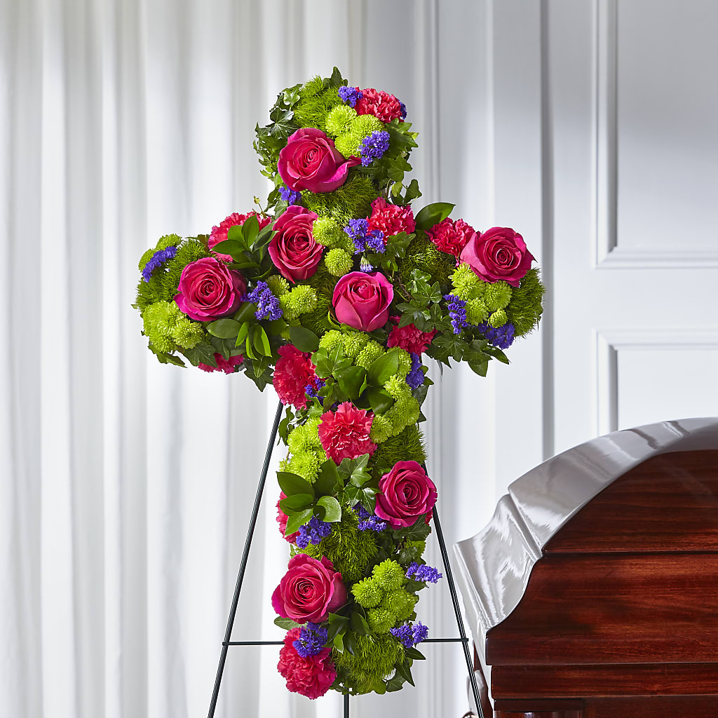 Tribute Rose Floral Cross – THE SHOPPE ON KEY AVENUE FLORAL & GIFTS, Lampasas TX