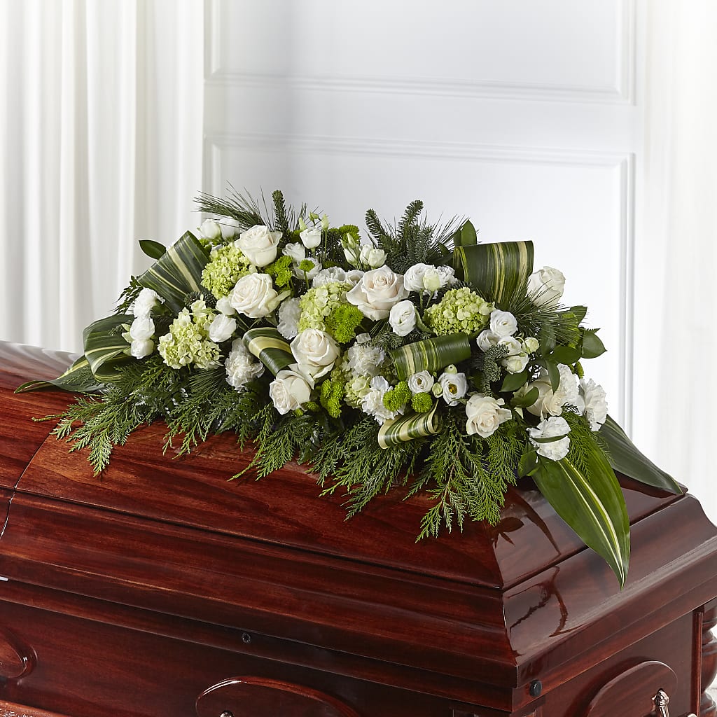 Hopeful Gesture Casket Spray – THE SHOPPE ON KEY AVENUE FLORAL & GIFTS, Lampasas TX