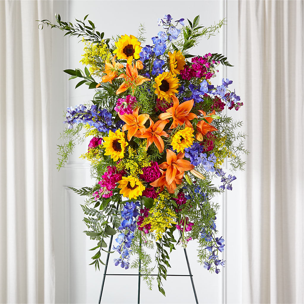 Sunlit Memories Standing Spray (Standard) – THE SHOPPE ON KEY AVENUE FLORAL & GIFTS, Lampasas TX