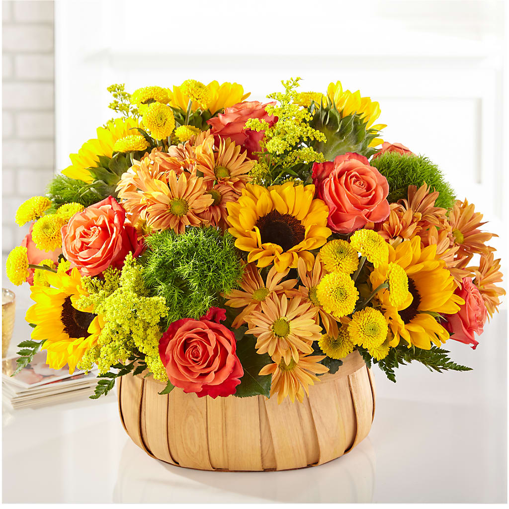 Harvest Sunflower Basket – THE SHOPPE ON KEY AVENUE FLORAL & GIFTS, Lampasas TX