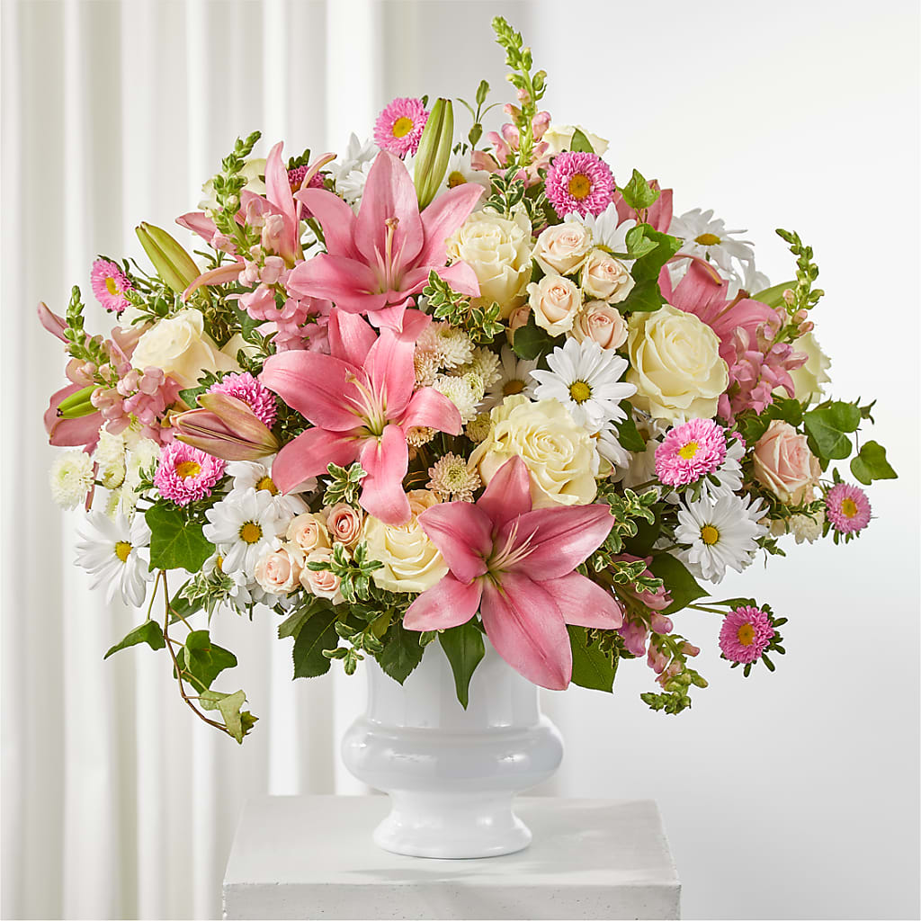 Empathetic Blooms Urn Arrangement – THE SHOPPE ON KEY AVENUE FLORAL & GIFTS, Lampasas TX