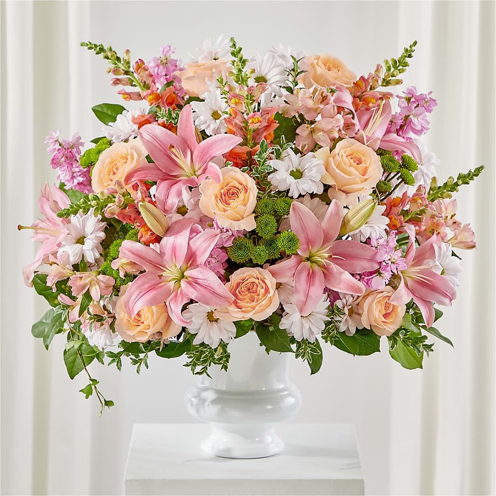 Heartfelt Gesture Urn Arrangement – THE SHOPPE ON KEY AVENUE FLORAL & GIFTS, Lampasas TX