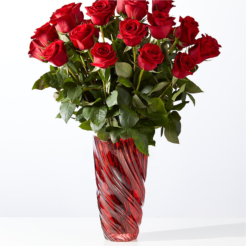 Classic Love Red Rose Bouquet with Luxe Swirl Vase – THE SHOPPE ON KEY AVENUE FLORAL & GIFTS, Lampasas TX