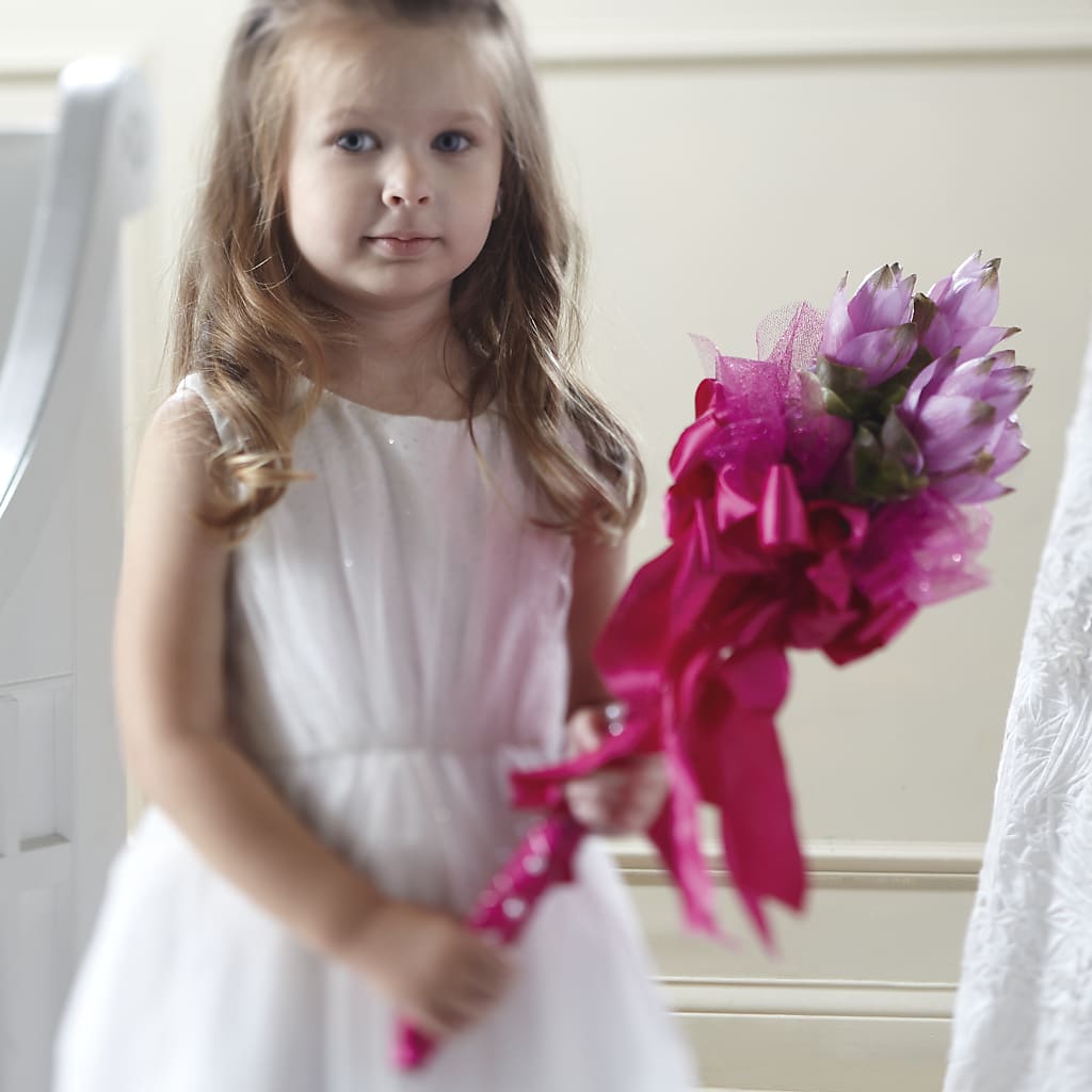 Sparkle Pink Flower Girl Bouquet – THE SHOPPE ON KEY AVENUE FLORAL & GIFTS, Lampasas TX